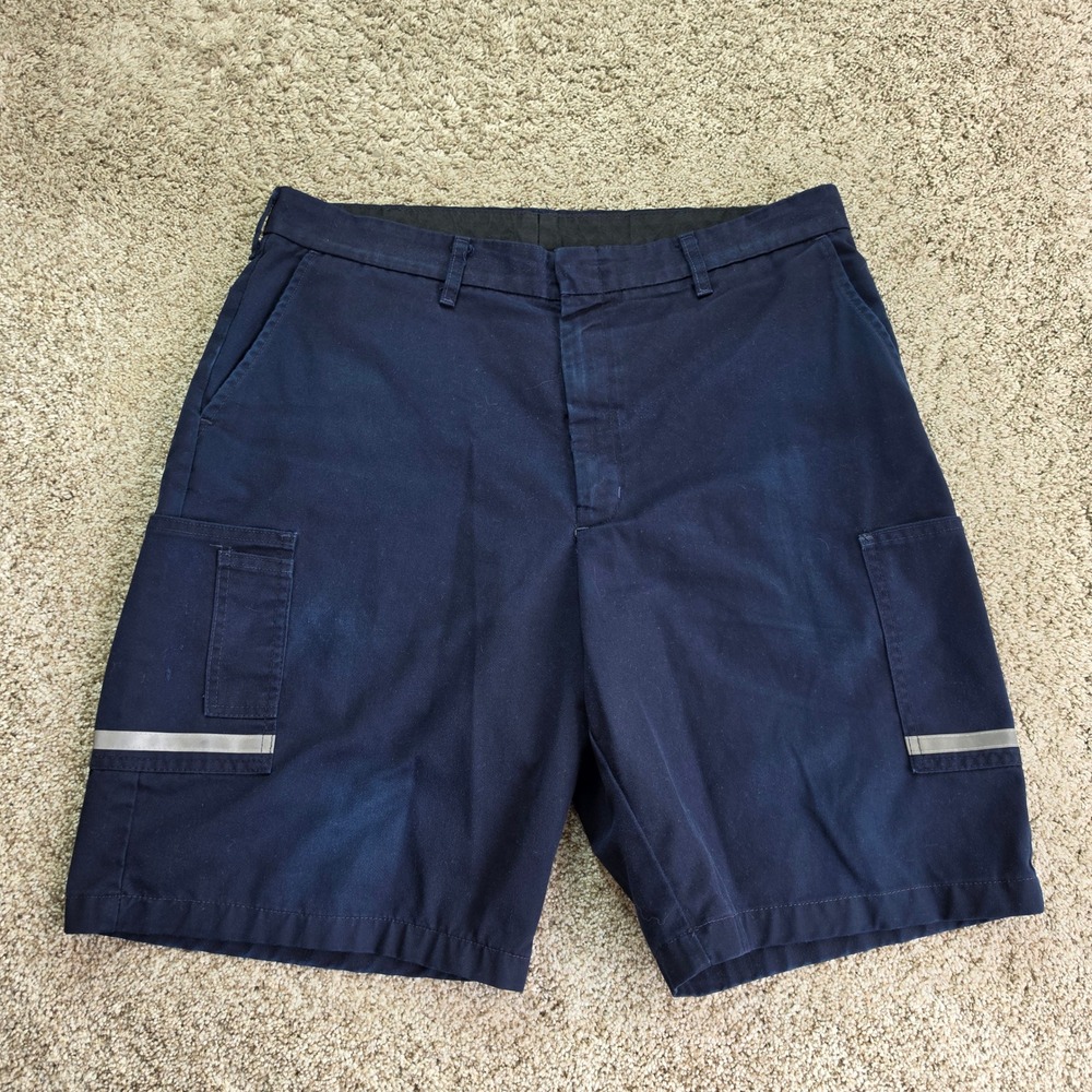 VINTAGE FedEx Cargo Shorts Mens 38 Navy Blue Workwear Reflective Stan Herman